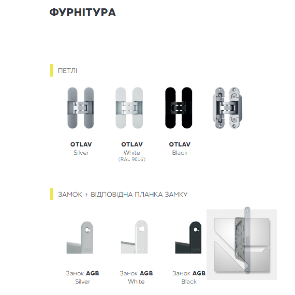 Двері прихованого монтажу Furnicom doors  STANDART Alum RAL\NCL