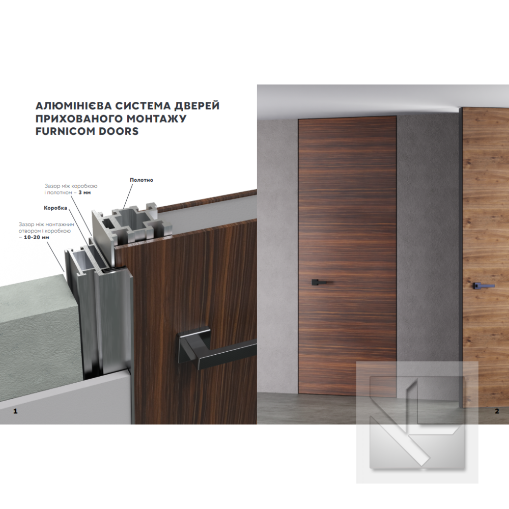 Двері прихованого монтажу Furnicom doors  STANDART Alum RAL\NCL