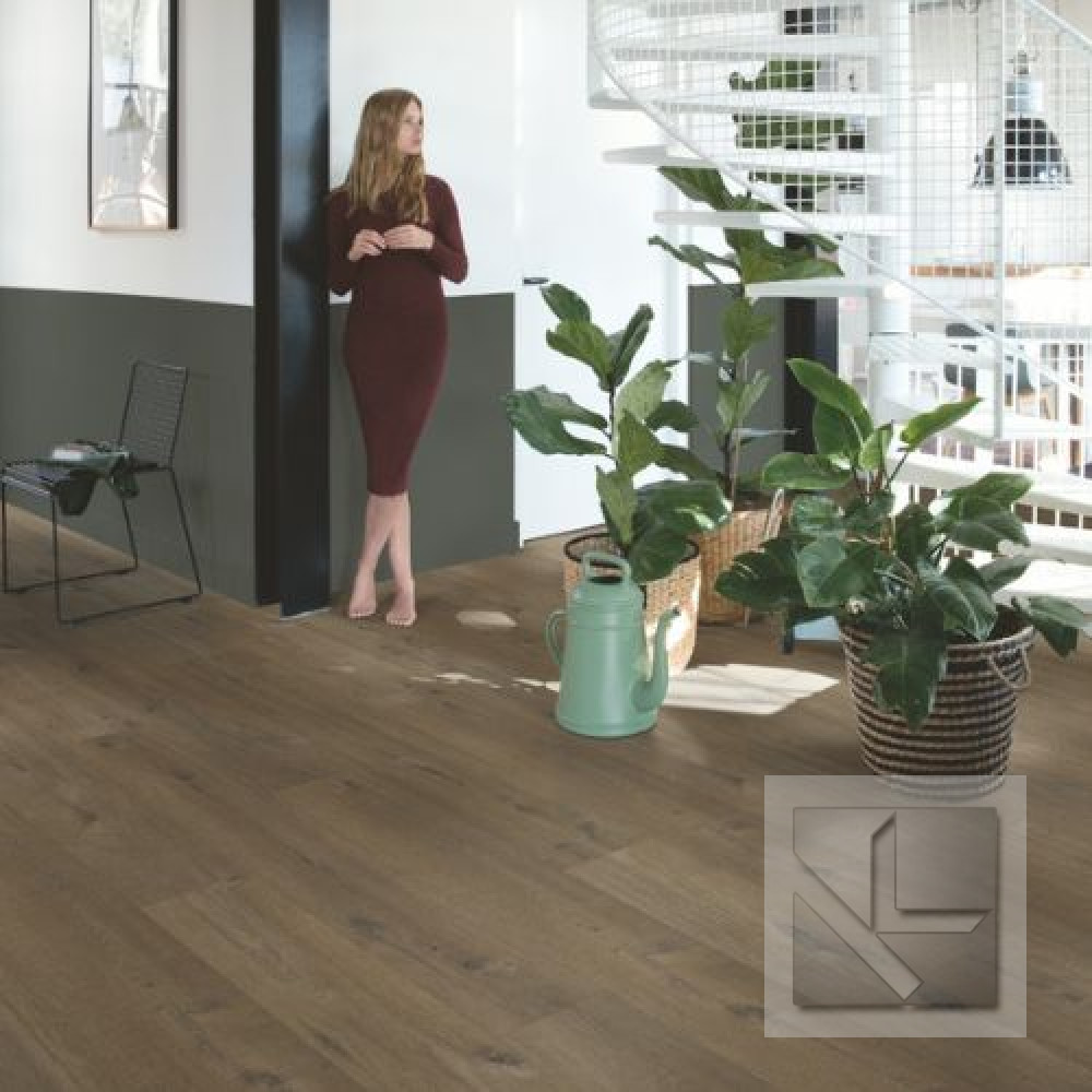 Кварц вінілова плитка для підлоги Quick-Step Fuse Linen oak dark brown SGMPC20330